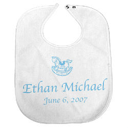 New Baby Boy Personalized Rocking Horse Baby Bib